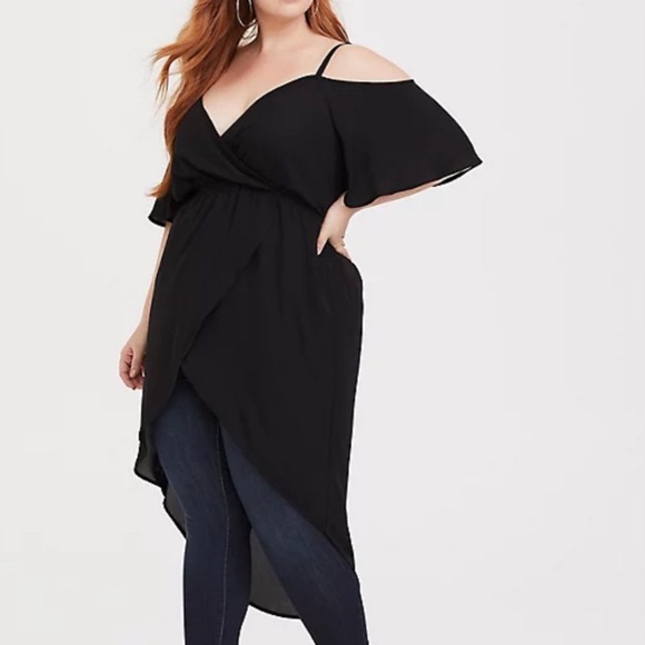 Torrid Hi Lo Cold Shoulder Georgette Top - Picture 1 of 2
